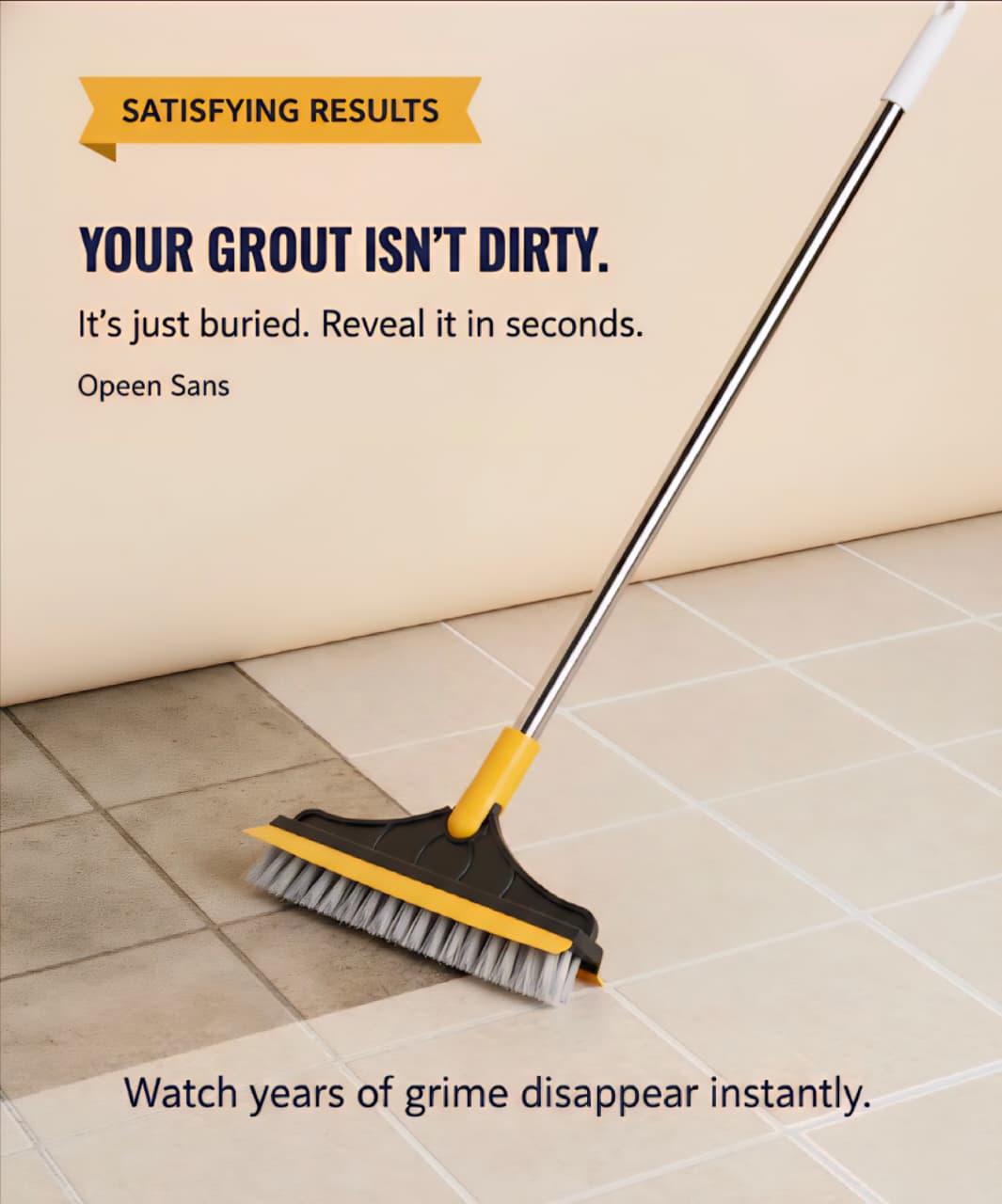 Floor Brush- 2 In 1 Long Handle Wiper Floor Brush